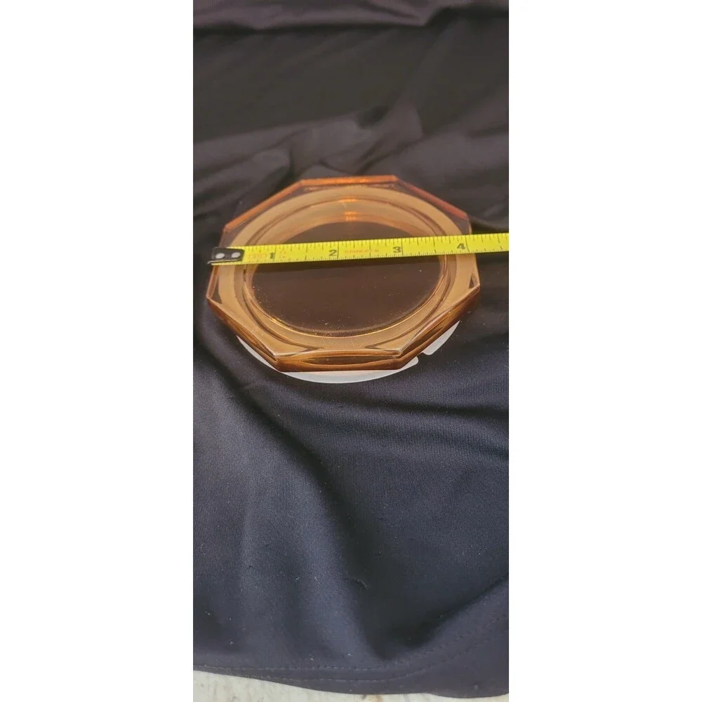 Vintage Amber Octogon Glass Lid With Rubber Seal